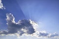 Ray tracing of the sun hidden behind a cloud Royalty Free Stock Photo