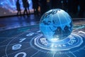 Rays Around Illuminated Rotating Globe Royalty Free Stock Photo