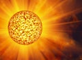 Rays beam of hot planet on space stars backgrounds Royalty Free Stock Photo
