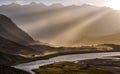 Rays at blind lake shigar Pakistan Royalty Free Stock Photo