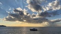 Rays breaking through clouds over the Marmara Sea, Istanbul, Turkey. Royalty Free Stock Photo