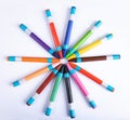Rays of color wax crayons Royalty Free Stock Photo