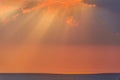 Rays of evening sun over sea Royalty Free Stock Photo
