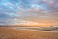 Plettenberg Bay beach at sunset, with mountains in the distance. Garden Route, Western