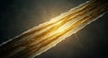 Rays of golden threads appear through a torn opening in a dark, textured surface. Royalty Free Stock Photo