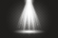 Rays of light from above. Light from a lamp on the stage. Spotlights effect, realistic vector illustration Royalty Free Stock Photo