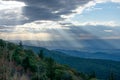 Rays of Light Shine through Clouds over Blue Ridge Mountains Royalty Free Stock Photo