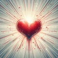 Rays of light emanating from a red, loving heart. Royalty Free Stock Photo