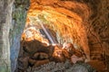 Rays of light entering cave