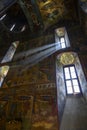 Rays of light illuminating the inside view of the Assumption Cathedral in the Holy Trinity Sergius Lavra, built in 1585. Sergiev