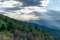 Rays of Light Shine through Clouds over Blue Ridge Mountains Royalty Free Stock Photo