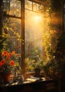 Rays of Nature: A Summer Morning in a Cottage Garden Royalty Free Stock Photo