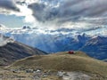 Rays of rain and sun valley from Brewster hut New Zealand wanaka