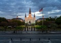 Sunrise on Cathedral Basilica of Saint Louis in New Orleans, LA