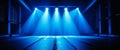 Rays and Spotlights Light with Empty Dark Scene and Blue Light Royalty Free Stock Photo