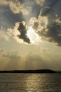 Rays of sun over sea water Royalty Free Stock Photo