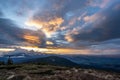 Rays of the sun at sunset in the mountains Royalty Free Stock Photo