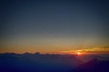 Rays of sun at sunset in tyrol mountains