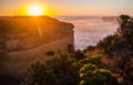 Sunset at ocean. Twelve Apostles Sea Rocks near Great Ocean Road, Port Campbell National Park, Australia