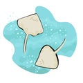 A pair of stingrays smiling sweet face. Children illustration of sea animals. Vector object Royalty Free Stock Photo