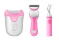 Shaving razor mockup electric shaver, epilator, trimmer for women.