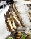 Razor clams on ice