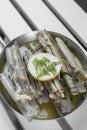 Razor clams sauteed with garlic butter white wine in spain