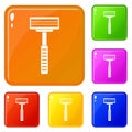 Razor icons set vector color Royalty Free Stock Photo