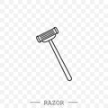 Razor vector line, linear icon. Shaving men razor icon. Simple illustration of man razor vector icon for web design Royalty Free Stock Photo