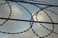 Razor wire fence. Royalty Free Stock Photo