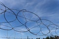 Razor wire fence over sky Royalty Free Stock Photo