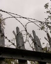 Razor Wire, high security barbed wire to stop intruders climbing fences Royalty Free Stock Photo