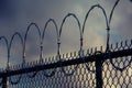 Razor wire on a prison fence Royalty Free Stock Photo