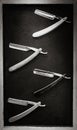 Razors in the frame in the barbershop Royalty Free Stock Photo