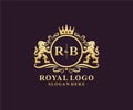 Initial RB Letter Lion Royal Luxury Logo template in vector art for Restaurant, Royalty, Boutique, Cafe, Hotel, Heraldic, Jewelry