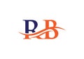 RB logo design. Initial RB letter logo vector. Swoosh letter RB logo design Royalty Free Stock Photo