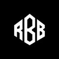 RBB letter logo design with polygon shape. RBB polygon and cube shape logo design. RBB hexagon vector logo template white and Royalty Free Stock Photo