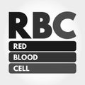 RBC - Red Blood Cell acronym, concept background