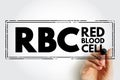 RBC - Red Blood Cell acronym, concept background