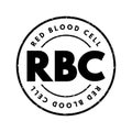 RBC - Red Blood Cell acronym text stamp, concept background