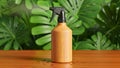 Wooden Spray Bottle with Tropical Background Royalty Free Stock Photo