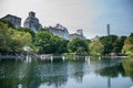 RC boats in Central Park lake Royalty Free Stock Photo