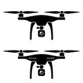 Rc drone quadcopter with camera black symbol Royalty Free Stock Photo