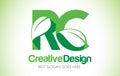 RC Green Leaf Letter Design Logo. Eco Bio Leaf Letter Icon Illus Royalty Free Stock Photo