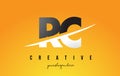 RC R C Letter Modern Logo Design with Yellow Background and Swoosh.