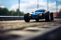 RC racing toy car parked at off-road track. Generative AI Royalty Free Stock Photo