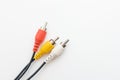 RCA audio video cable jack on white background. Tulip cable Royalty Free Stock Photo