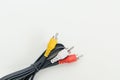 RCA audio video cable jack on white. Tulip cable Royalty Free Stock Photo