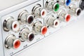 RCA connections of a DVD player Royalty Free Stock Photo