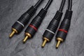 RCA connector for audio signal on black slate background Royalty Free Stock Photo